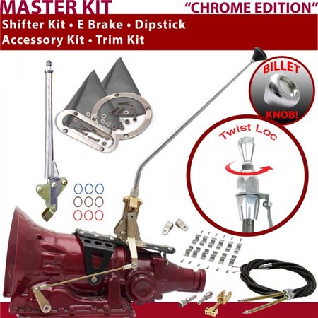 American Shifter C6 Shifter Kit Chrome 16 in. E Brake Cable Clamp Clevis Trim Kit Dipstick for F21F1