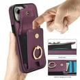 thumbnail image 3 of Dteck Card Slots Wallet Case for iPhone 13 mini,Shockproof Premium PU Leather Kickstand Protective Cover with Ring Holder Back Case,Purple, 3 of 8