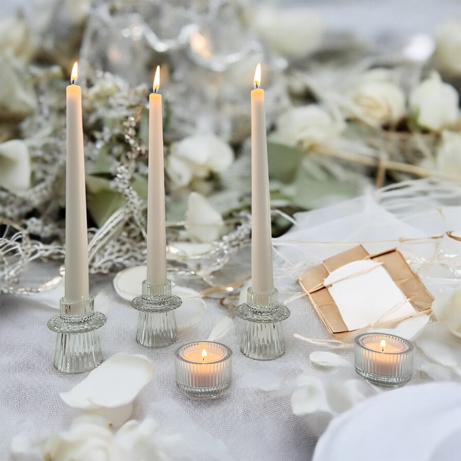 Stonebriar Unscented 10" Dripless Taper Candles with 7 Hour Burn, 30 Pack, White