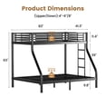 thumbnail image 3 of Black Twin Over Full Metal Bunk Bed Frame with Safety Guardrail & Ladder, Sturdy Steel Bed, Noise-Free, No Box Spring Needed for Bedroom Dorm, 3 of 8