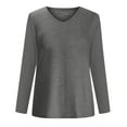 thumbnail image 4 of Womens T Shirts Spring Fall Trendy Solid Color Long Sleeved Sexy V-Neck Pullover Tee Tops Casual Regular Fit Workout Basic Tees, 4 of 4