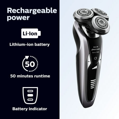 Philips Norelco 9300 Rechargeable Wet & Dry Electric Shaver with Smartclean, Travel Case, Click-On Precision Trimmer, S9311/84