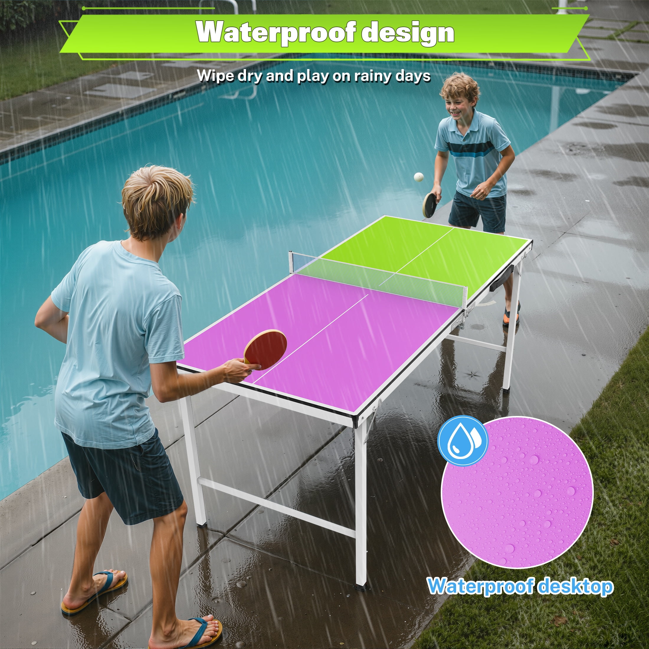 5ft Mid-Size Table Tennis Table Foldable, Portable Ping Pong Table Set for Indoor & Outdoor Games, SEGMART High-Performance Ping Pong Paddle 2 Player Set, Easy Assembly and Adujstable Ping Pong Table