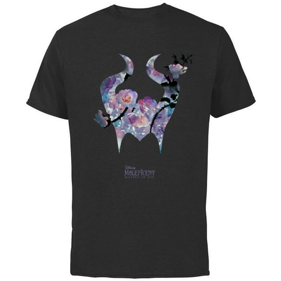 Disney Maleficent: Mistress of Evil Floral Horns - Short Sleeve Cotton T-Shirt for Adults - Customized-Black