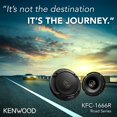 thumbnail image 2 of Kenwood KFC-1666R Altavoces para coche Road Series (par) - Altavoces coaxiales para coche de 2 vías de 6,5", 300 W, impedancia de 4 ohmios, woofer de tela y tweeter de cúpula equilibrada, diseño de im, 2 of 3