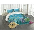 thumbnail image 3 of Ambesonne Fish Quilted Bedspread Set 3 Pcs, Underwater Scenery, King Size, Multicolor, 3 of 5