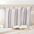 thumbnail image 3 of Pink Grey Stripes Outdoor Waterproof Pillow Covers, Simple Striped Lines Minimalist Modern Decorative Square Throw Pillowcase Sofa Cushion Sham for Patio/Couch/Chair, 20"x20" 2 Pack, 3 of 8