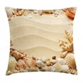 thumbnail image 1 of Shell Throw Pillow Cushion Cover, Seashells Frame with Sand Exotic Summer Vacation Ocean Souvenirs Blurred Photograph, Decorative Square Accent Pillow Case, 20" X 20", Multicolor, by Ambesonne, 1 of 2
