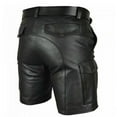 thumbnail image 5 of SGFCWSX Men PU Leather 5 - Quarter Shorts,Multi - Pocket Cargo Shorts Casual Button Closure Black M, 5 of 9