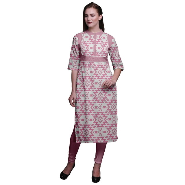 Bimba Robe Kurti Longue Indienne Imprimée, Tunique Droite, Robes pour Femmes