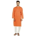 thumbnail image 1 of Atasi Ensemble Kurta Pyjama 2 Pcs pour Homme, Col Henley, Kurta Long Décontracté, 1 of 7