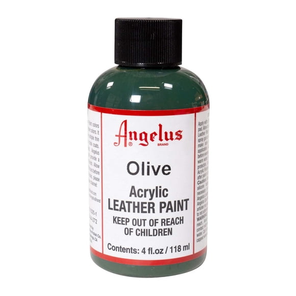 Angelus Acrylic Leather Paint 118ml (4oz) Waterproof Flexible Paint for Sneakers Shoes Bags Leather DIY Craft,Olive Green