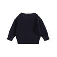 thumbnail image 1 of MIASHUI Chandails pour Tout-Petits Garçons Filles Col Rond Manches Longues chandail-Over Couleur Unie Hauts Tricotés, Bleu Foncé, 3-4 Ans, 1 of 4