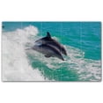 thumbnail image 1 of Picture-Tiles.com: Dolphin Ceramic Tile Wall Mural WAL500520-53XL. 60"W x 36"H using (15) 12" x 12" Ceramic Tiles-Satin Finish, 1 of 3