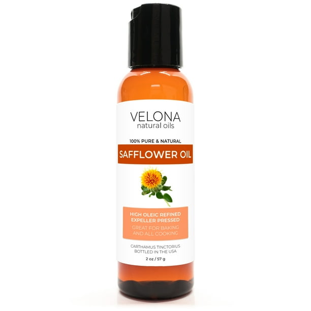 Safflower Oil by Velona 2 oz 100 Pure and Natural Carrier Oil Refined, Cold Pressed