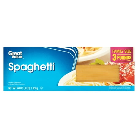 (4 pack) Great Value Spaghetti, Family Size, 3 lb (Best Brand Of Spaghetti)
