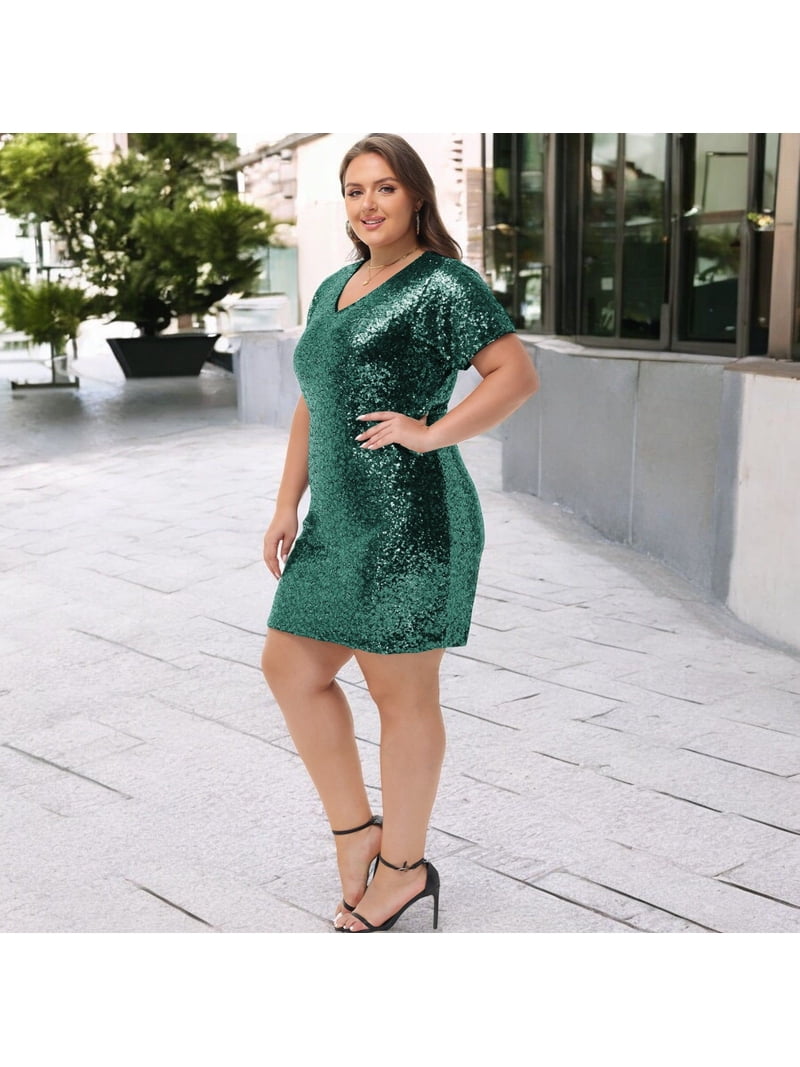 bonprix sequin party dress - dark green - size 14/16 Tuscumbia Large-Scale Plaid Melange Button-Down main image 0