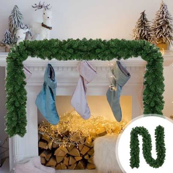 MXTPOV Simulation Christmas Garland, Encrypted Green Garland, Garlands for Decoration Christmas Fireplace Party Wedding, Home Decor, 8.86 FT