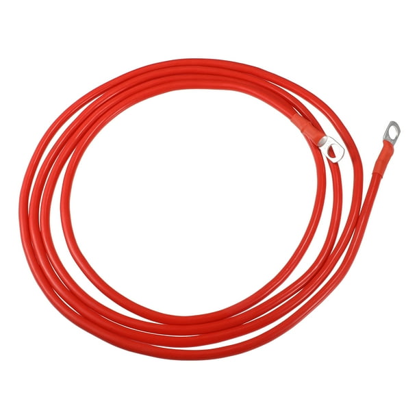 1 Pc 3/8" Terminales 9 pies Longitud del Cable Universal Cable Inversor de Batería - Cables de Batería de Calibre 6 AWG Duraderos - Cobre Puro Goma Roja