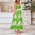 thumbnail image 4 of bbyeadc Green Smocked Maxi Dresses for Women Textured Chest Smocked Maxi Dress Flowy Swing Spaghetti Strap Adjustable Spring Vacation Dress Casual Pleated Western Dresses Women Midi Dress, Green 2XL, 4 of 8