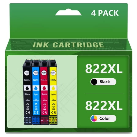 Compatible with Epson 822XL Printer Ink Cartridges, Suitable for Epson WorkForce Pro WF-3820 / WF-3823 F-4820 / WF-4830 / F-4834 Printer, 1100Pages ( 4-PACK )