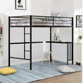 thumbnail image 4 of Loft Bed with Desk, Metal Loft Beds Frame Twin with Desk and Ladder, Platform Bed Frame No Box Spring Needed, Black, LJ501, 4 of 9