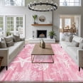 thumbnail image 4 of Ocean Washable Living Room Rugs 5'x7', Summer Beach Sea Star Coral Shell Pink Texture Low Pile Throw Large Area Rugs Non-Slip Sturdy Edge Binding Carpet for Dining Room Bedside Kitchen, 4 of 9