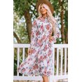 thumbnail image 2 of ABPHQTO Vestido A Media Pierna Con Volantes Y Manga Abullonada Con Estampado Floral Beige De Mujer, 2 of 5
