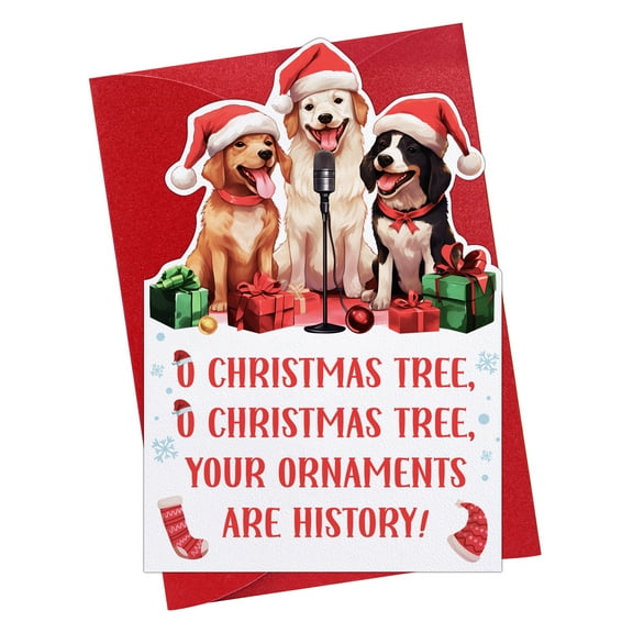 WaaHome Funny Christmas Card Merry Woofmas Greeting Cards with Envelopes Woof Christmas Cards Gift for Pet Dog Lovers Women Men Him Her Kids Woofmas Merry Xmas Christmas Friend Family Holiday Gifts