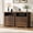 Walnut, variant on Laintene Farmhouse Nightstand with Charging Station, Wood Nightstand with 2 Drawers & Open Shelf, Bedside Table for Bedroom or Living Room, Walnut