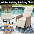 thumbnail image 3 of DELMANGO Outdoor Recliner Chair Set of 2 with Rocking/Flat Footrest, 90°–135° Reclining Backrest, Rattan Wicker & Removable Cushion for Patio, Garden, Balcony, Porch Beige, 3 of 8