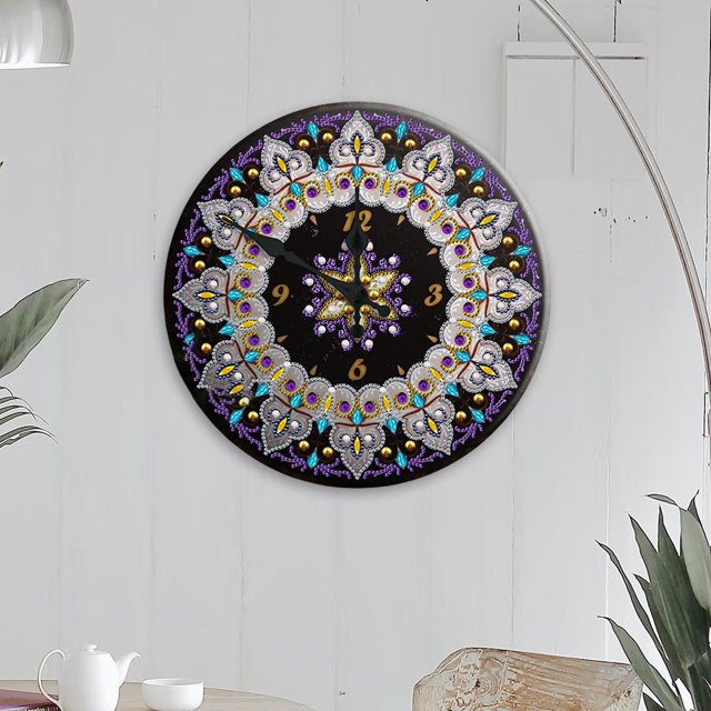 Reloj de pared Soledad con pintura de diamantes 5D Mandala