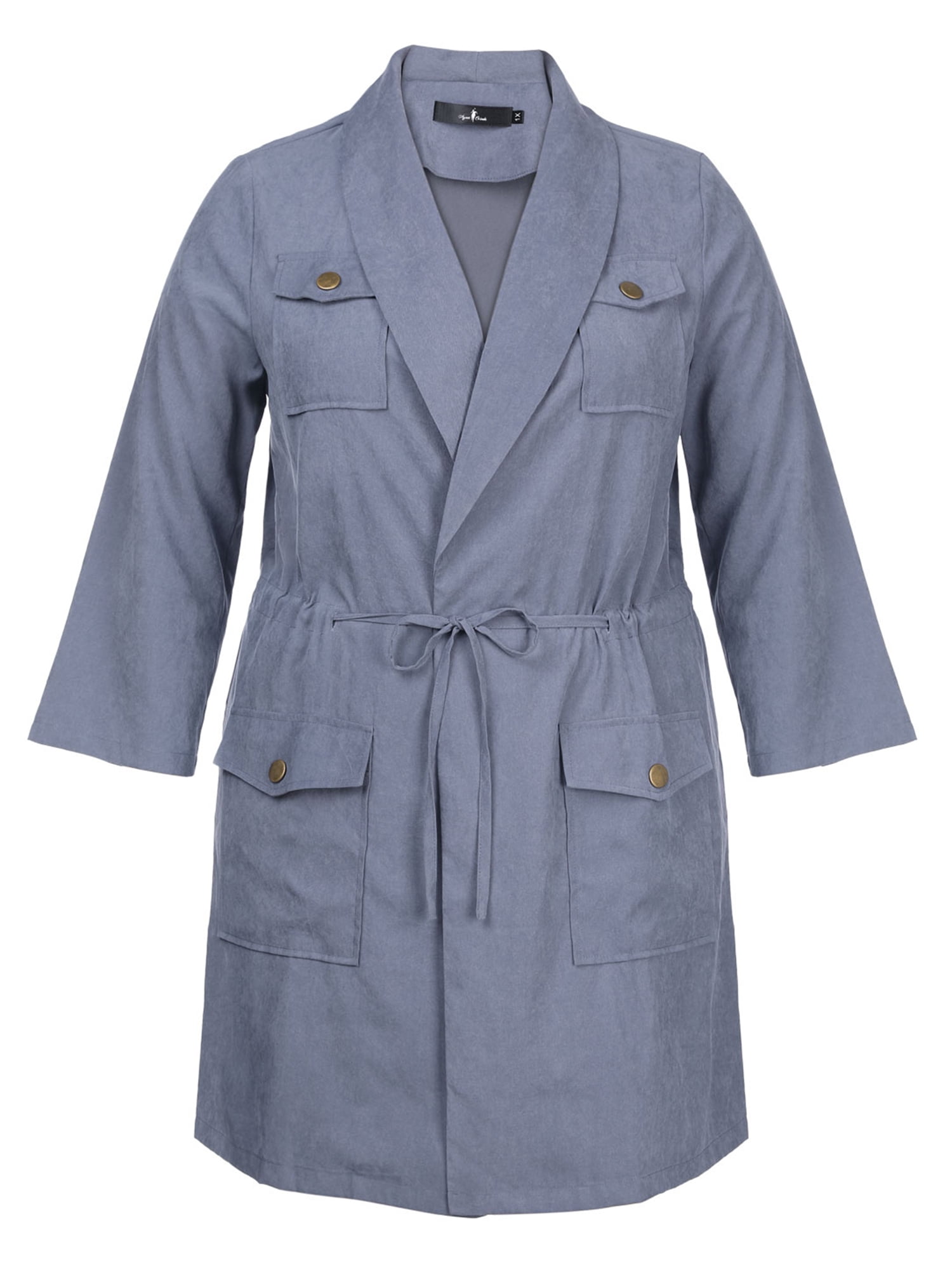 Women's Plus Size Lightweight Jackets Drawstring Utility Jacket 1X Blue