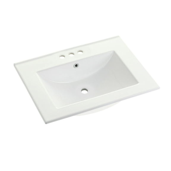 Fauceture Ultra Modern 24" x 18" Ceramic Vanity Top with Rectangular Sink, White