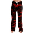 thumbnail image 6 of Halloween Pajamas for Women Drawstring Stretch Lounge Pants Soft Comfy Sleep Bottoms Cute Loose Palazzo Pj Pants Red S, 6 of 7