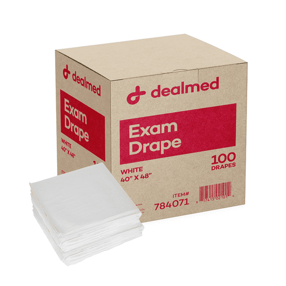 Dealmed Drape Sheet, 2 ply Tissue, 40" x 48", Perfect for Hospitals, Medical Facilities, and Physicians’ Offices, White, Case of 100