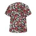 thumbnail image 3 of AOOCHASLIY Women's T-Shirts Tunic Tops Short Sleeve Floral Graphic Eyelet Crossed Blouse Henley V Neck Summer Clothes Loose Fashion Tops for Daily Home Wear, 3 of 5