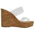 thumbnail image 3 of Soda Women's Double Strap Cork Platform Wedge Sandal Color: Clear, Size: 8.5, 3 of 5