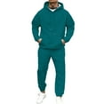 thumbnail image 3 of Hogleaql Sweat Suits for Men 2 Piece Hoodie and Sweatpants Solid Color Sweat Pullover Hoodies Joggers Sport Pants Set Relaxed Fit Fall Suit with Pockets Turquoise M, 3 of 7