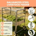 thumbnail image 2 of Hay Feeder, 2 in 1 45-Inch Galvanized Steel Hay Feeder with Wheels, Heavy-Duty for Goats, Horses & Small Livestock, Ideal for Farm Pastures, Barn Yards & Pasture Paddocks, Rust-Resistant Build, 2 of 8