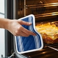 thumbnail image 3 of Blue Striped Pot Holders for Kitchen Heatproof Potholder, 4 Pack Farmhouse Blue White Stripes Hot Pads Multipurpose Oven Pads Cloth Potholders Trivet for Cooking and Baking, 3 of 8