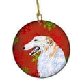 thumbnail image 1 of Borzoi Red Snowflakes Holiday Christmas Ceramic Ornament, 1 of 1
