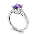 thumbnail image 2 of 2.21 ctw Solitaire with Zirconia Diamond Accents Anniversary Ring for Women | Oval Cut Simulated Alexandrite | Hyperallergenic Solid 14K White Gold, 2 of 5
