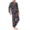 thumbnail image 2 of Fotbe Snake And Flower Pattern Long Sleeve Pajama Set for Men,Sleepwear Set,2-piece Loungewear Set,Soft PJs Comfy Nightwear with Pockets-Medium, 2 of 7
