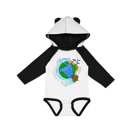 

Inktastic Earth Day Turtle Planet with Waves and Birds Gift Baby Boy or Baby Girl Long Sleeve Bodysuit