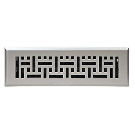 

2 X 12 Modern Victorian Floor Register Grille with Dampers - Decorative Grate - HVAC Vent Duct Cover - Satin Nickel