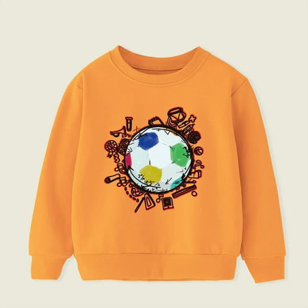 

HAOTAGS Toddler Girls Boys Unisex Sweatshirts Crew Neck Casual Fall/Winter Pullover Top Long Sleeve Graphic Print Orange 7 T