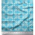 thumbnail image 1 of Soimoi Blue Velvet Fabric Tiles Moroccan Fabric Prints By Yard 58 Inch Wide, 1 of 1