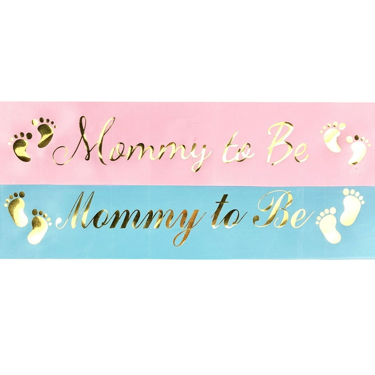 Mommy & Daddy To Be Badge Pin Set - Pink & Blue Baby Shower Sash Decorations With Tinplate Badges