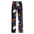 thumbnail image 4 of Satingcolo Pajama Bottoms for Women Halloween Pjs Pants Drawstring Wide Leg Lounge Pants Halloween Printed Sleepwear Trousers S-3XL, 4 of 5